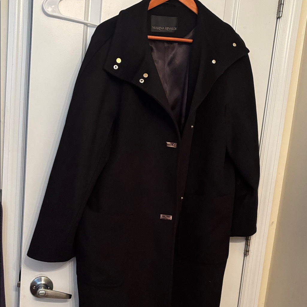 Marina Rinaldi Elegant Black Overcoat